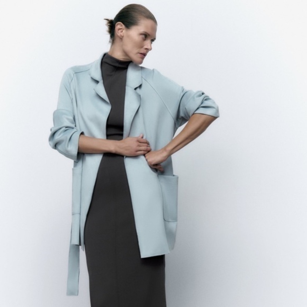 Zara Light Blue Oversized Blazer Coat